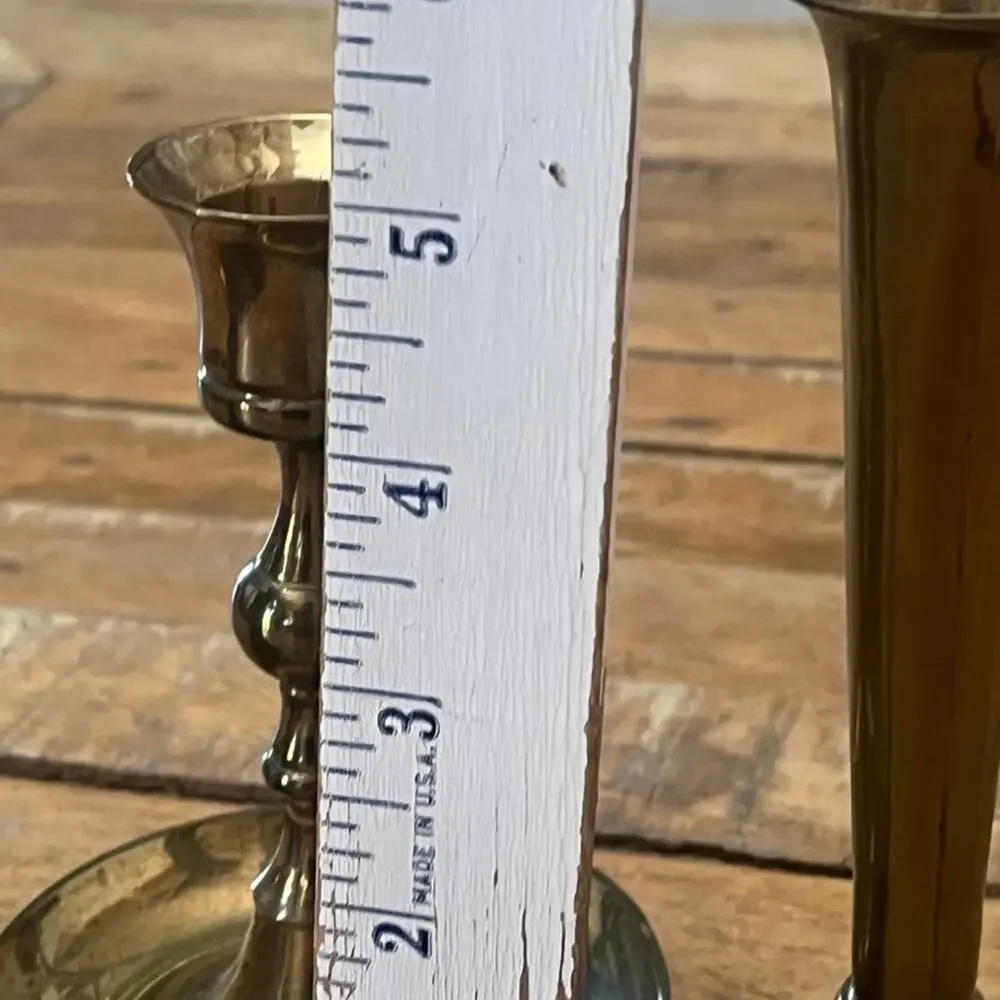 Vintage Solid Brass Candlesticks Set of 3 Different Shapes & Sizes